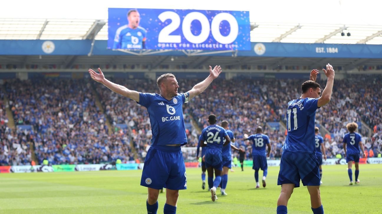 Jamie Vardy nets 200th Leicester City goal in farewell game Jamie Vardy nets 200th Leicester City goal in farewell game