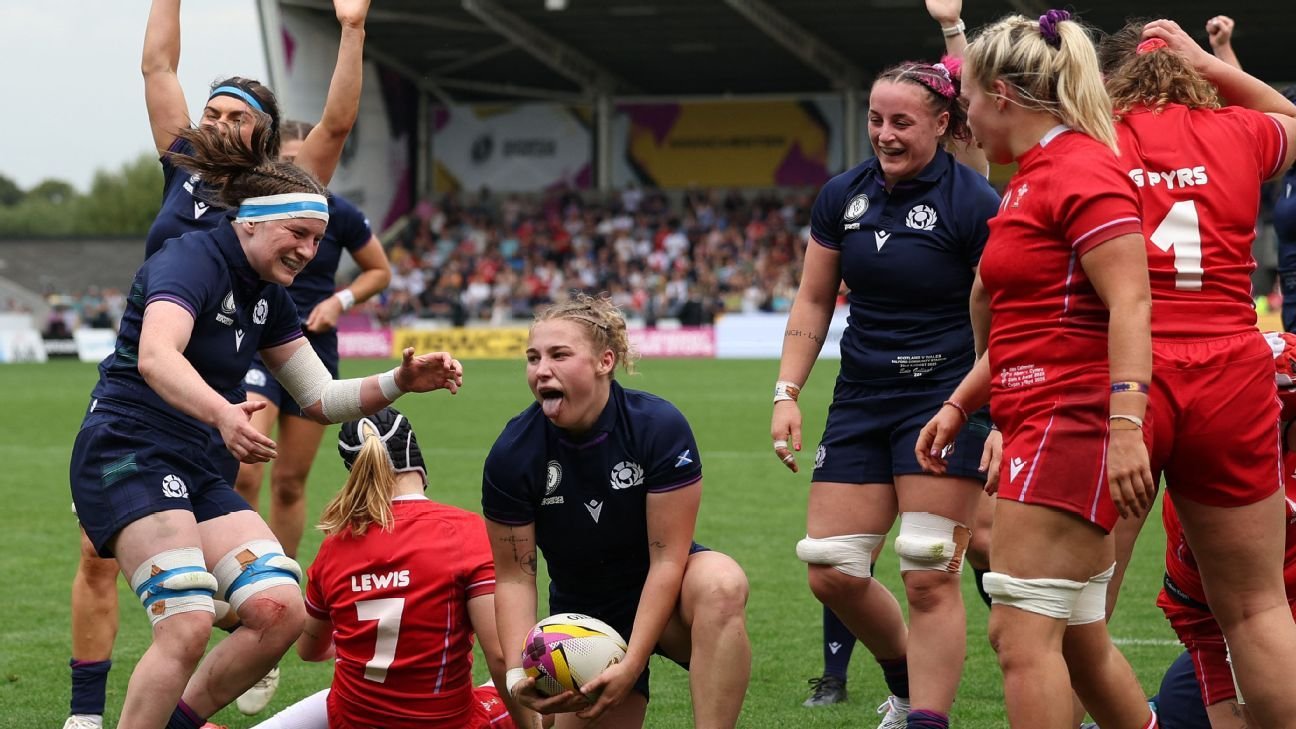 Scotland 38-8 Wales: Francesca McGhie hat trick seals Women’s Rugby World Cup win
