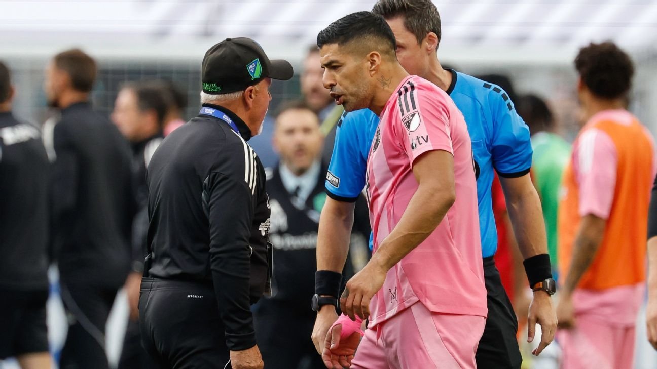 Miami’s Suárez banned 6 games for spitting at Sounders staffer
