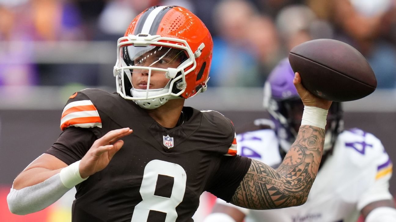Dillon Gabriel throws for 2 TDs in 1st NFL start as Browns lose