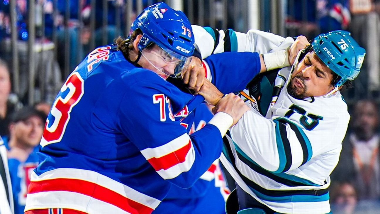 Rempe, Reaves drop gloves, trade haymakers in Rangers-Sharks Rempe, Reaves drop gloves, trade haymakers in Rangers-Sharks