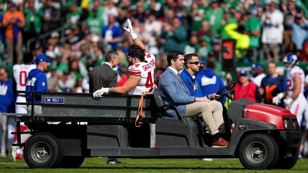 Giants ‘devastated’ as Cam Skattebo dislocates right ankle