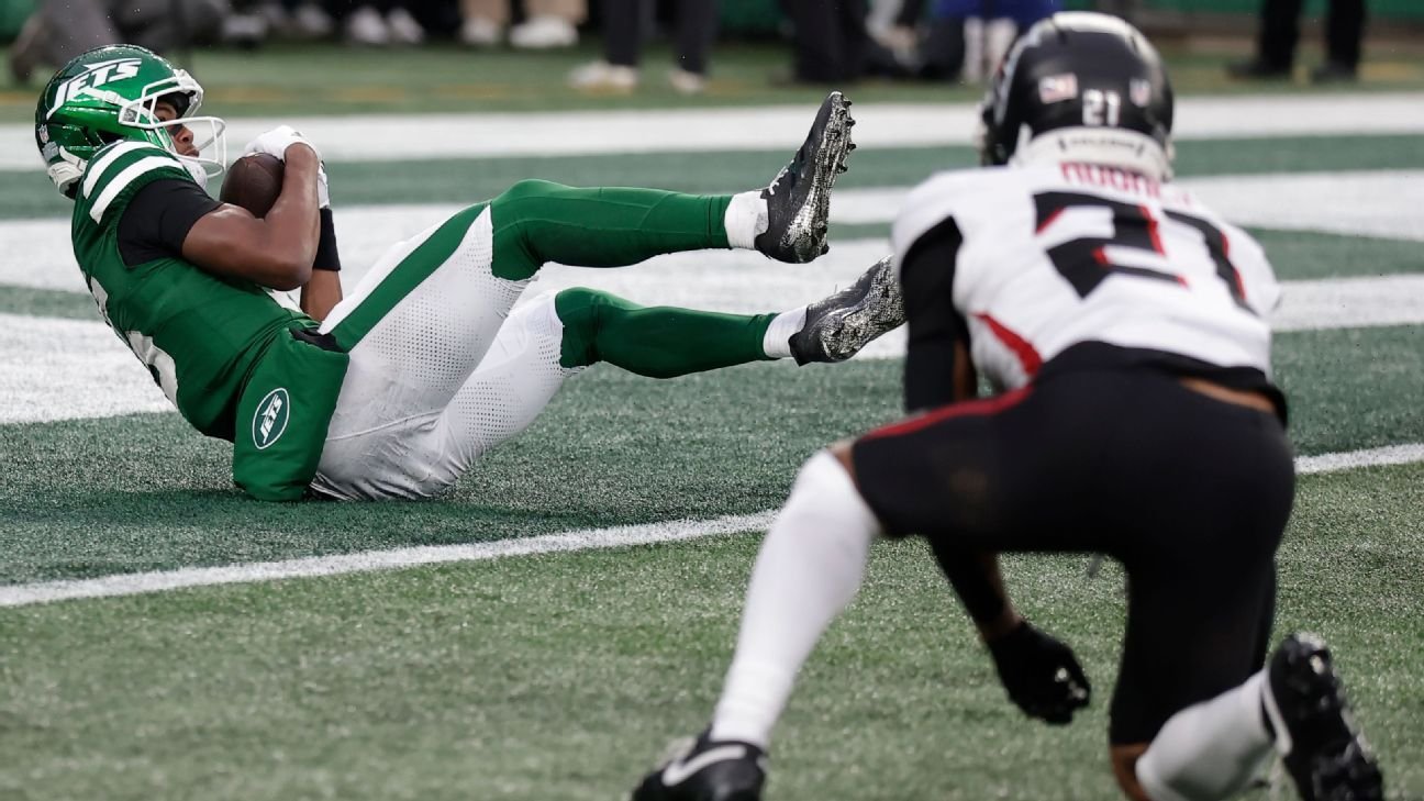 Jets’ Adonai Mitchell gets redemption from gaffe, scores 1st TD Jets’ Adonai Mitchell gets redemption from gaffe, scores 1st TD