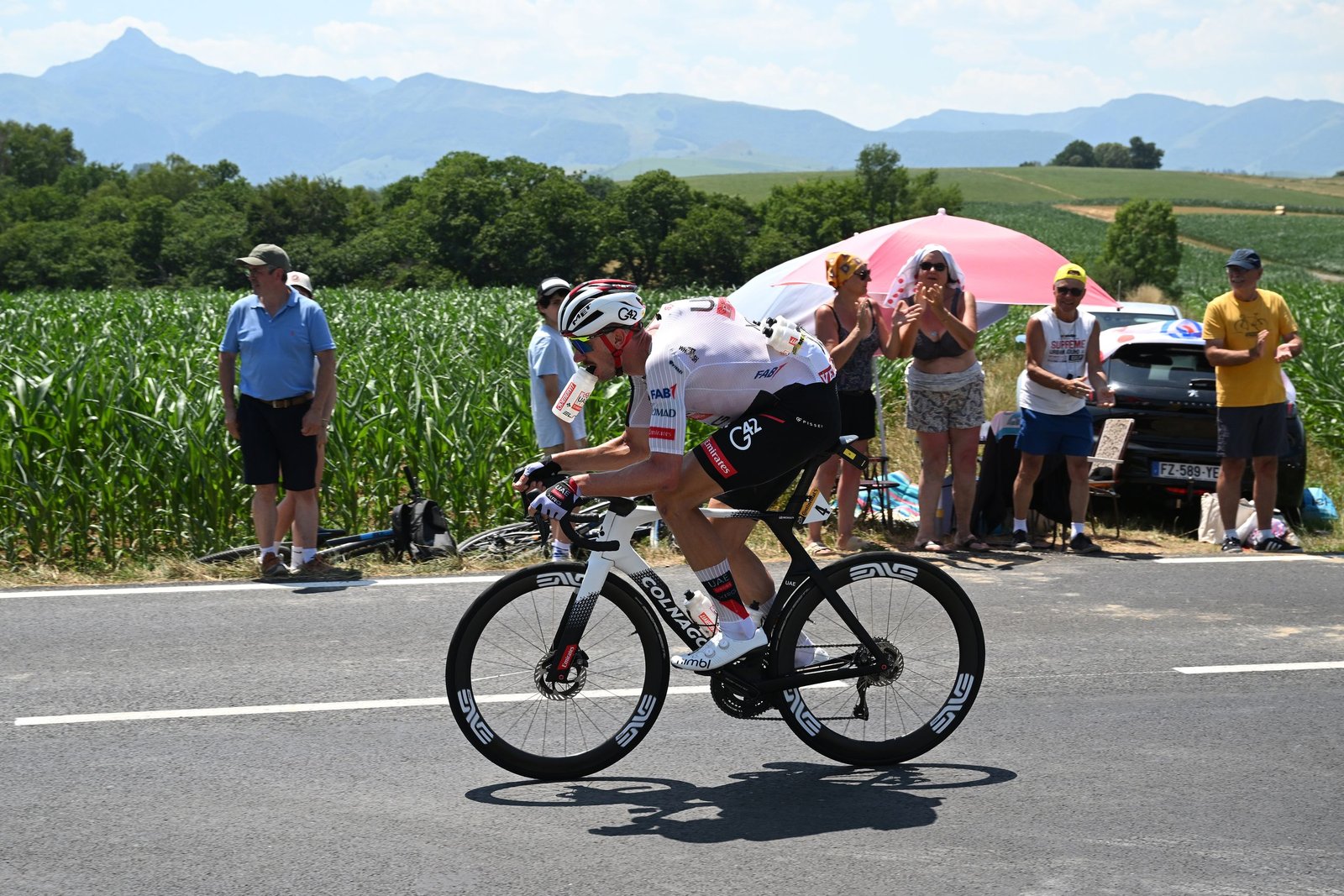 UAE Team Emirates-XRG’s Brandon McNulty hit by car during recon of Tour de France stage 16 time trial UAE Team Emirates-XRG’s Brandon McNulty hit by car during recon of Tour de France stage 16 time trial