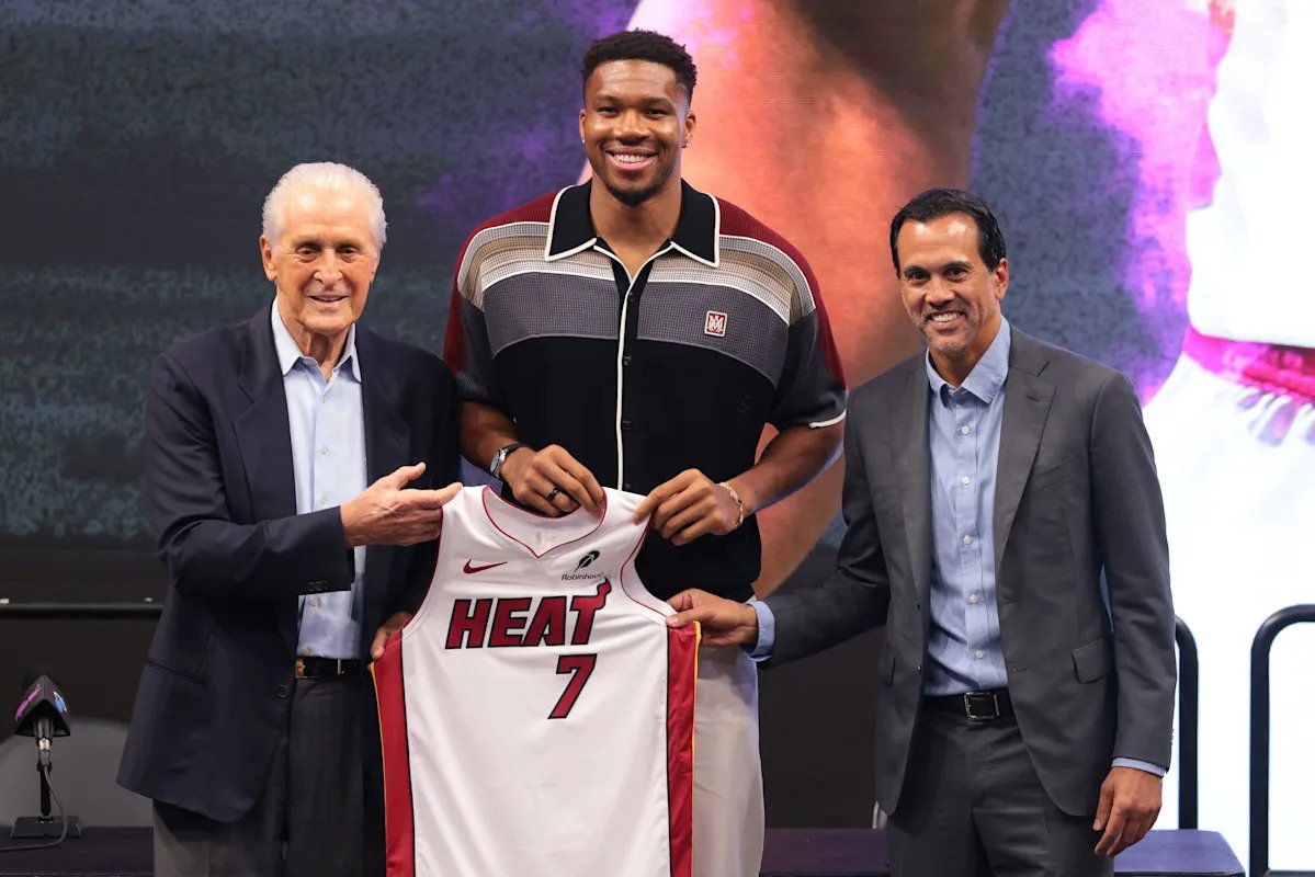 Heat welcome Giannis Antetokounmpo with new jersey. Could LeBron James be next? Heat welcome Giannis Antetokounmpo with new jersey. Could LeBron James be next?