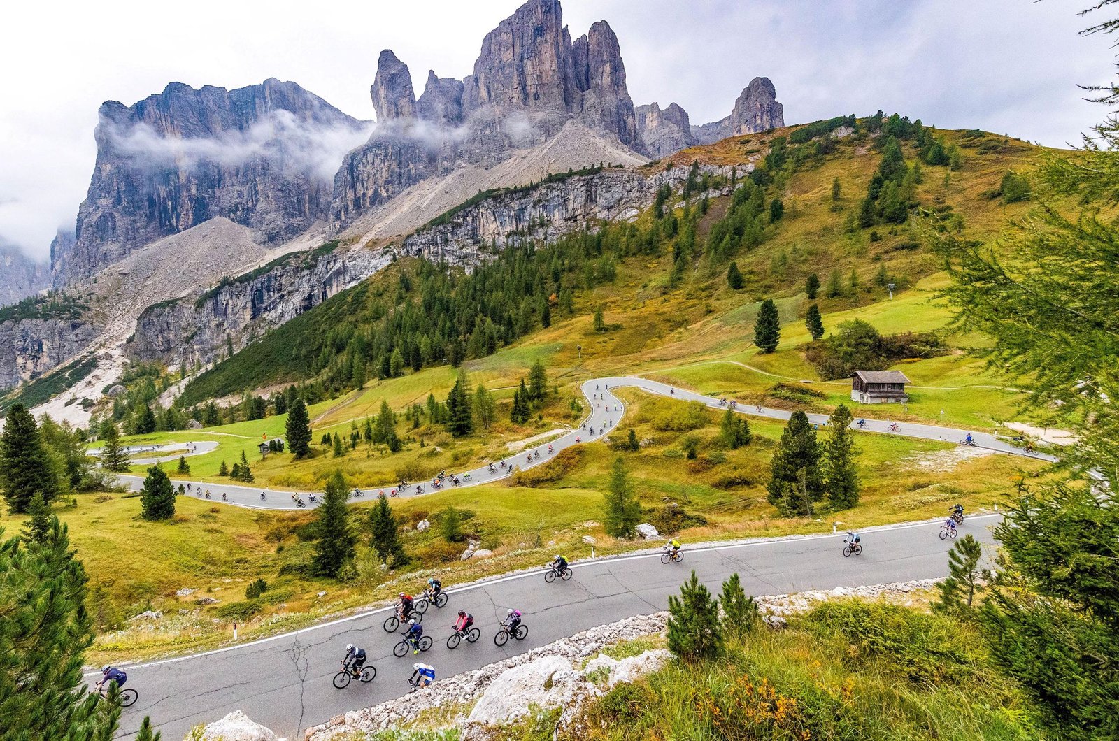 Riding through the Sellaronda in the Dolomites Riding through the Sellaronda in the Dolomites